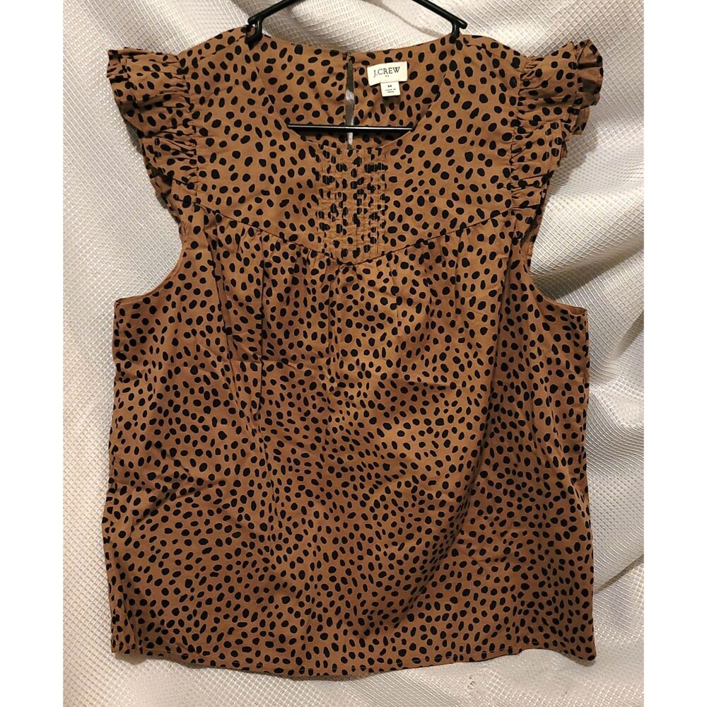 J. Crew Women's M Leopard Print Sleeveless Ruffle Blouse Tank NWT